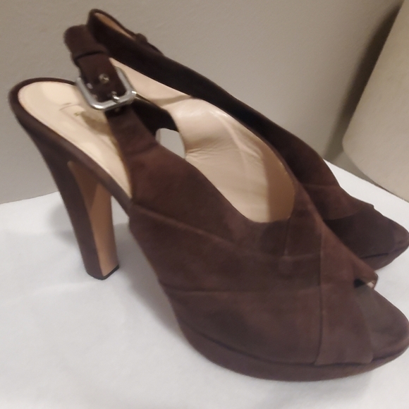 Prada brown suede slingback sandals sz 40(9) - Picture 1 of 16